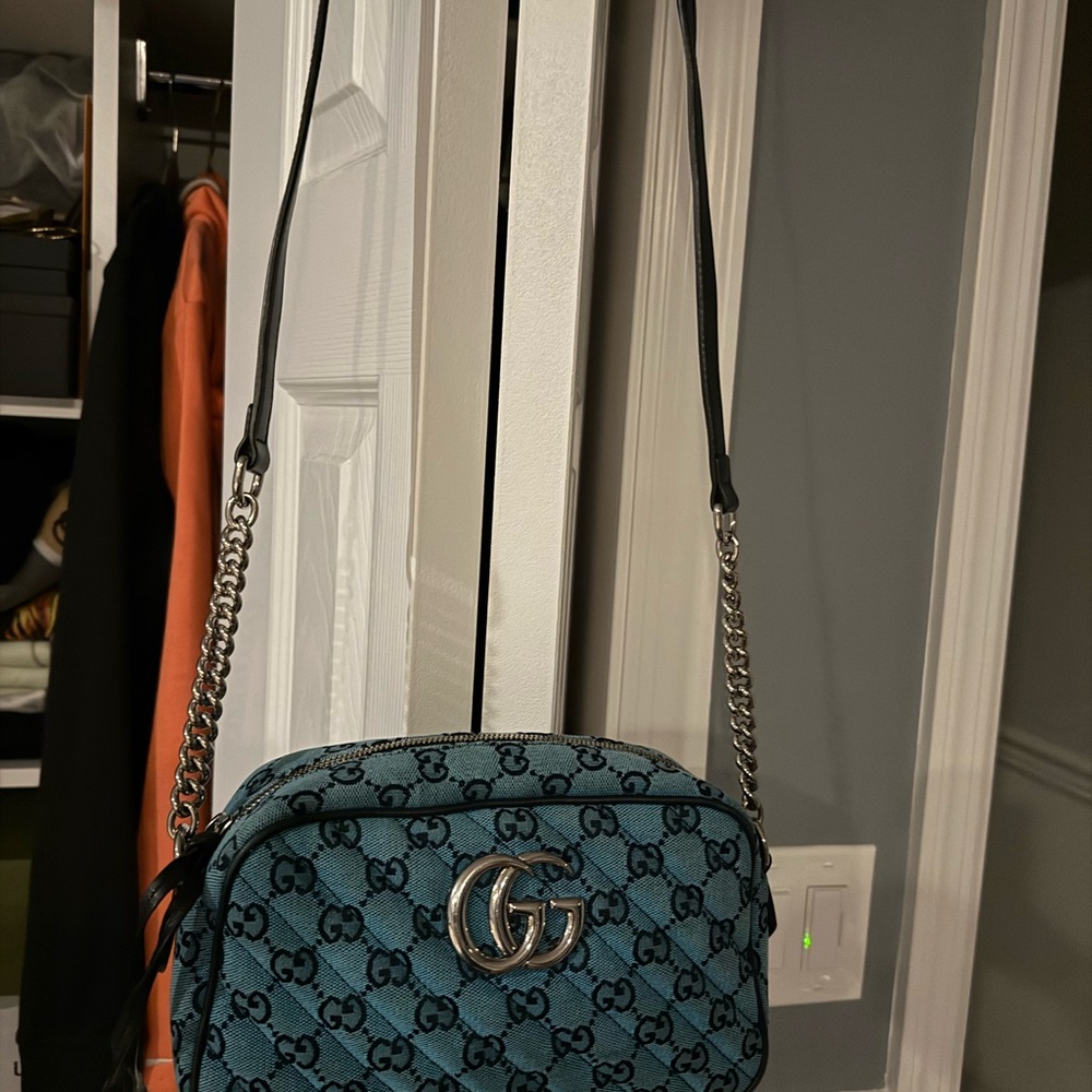 EUC Gucci Marmont Blue Women's Bag with matching wallet bundle - Picture 15 of 16